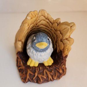 1984 Franklin Fine Porcelain WOODLAND SURPRISES BLUEBIRD Vintage Hand Painted